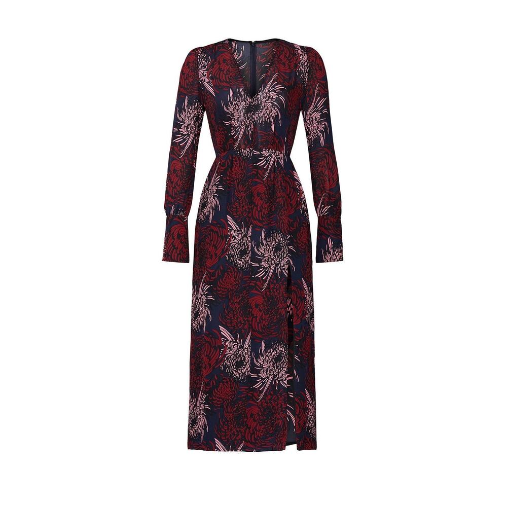 A.L.C. Floral Print Midi Dress in Navy, Burgundy & Blush - Picture 4 of 9